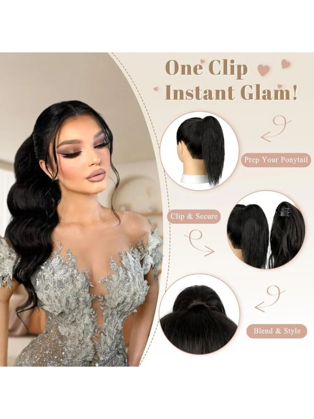 Long Curly Wavy Ponytail Extension - 16